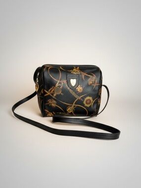 Vintage Mark Cross Leather Crossbody Bag with Gold Emblem
